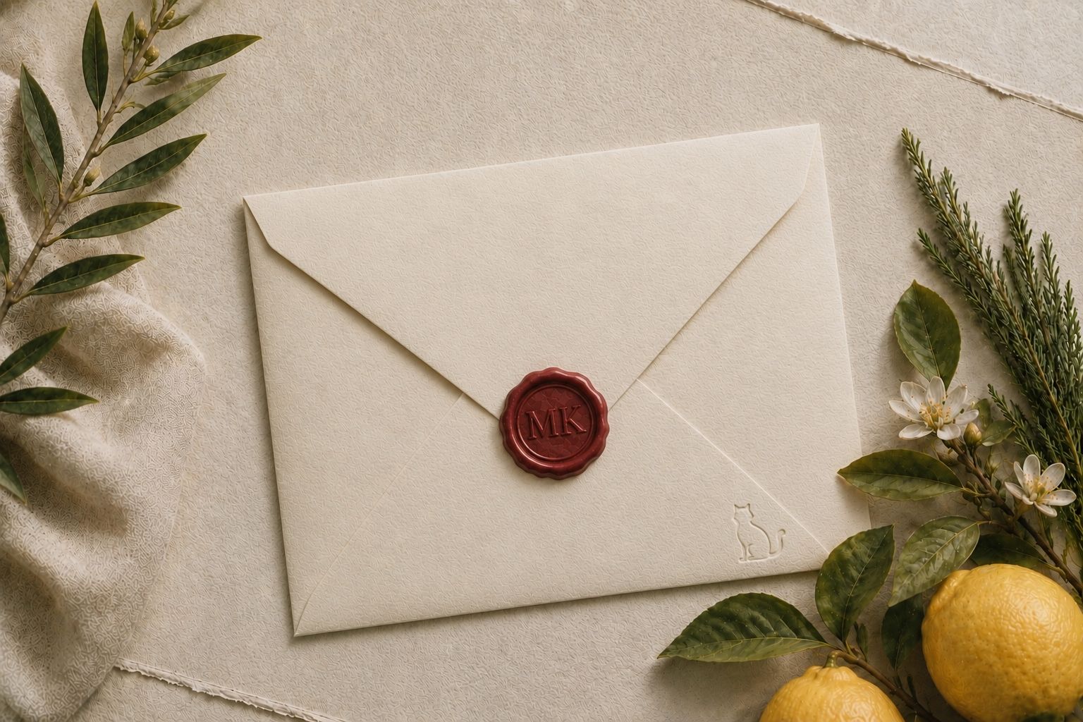 A sealed wedding invitation