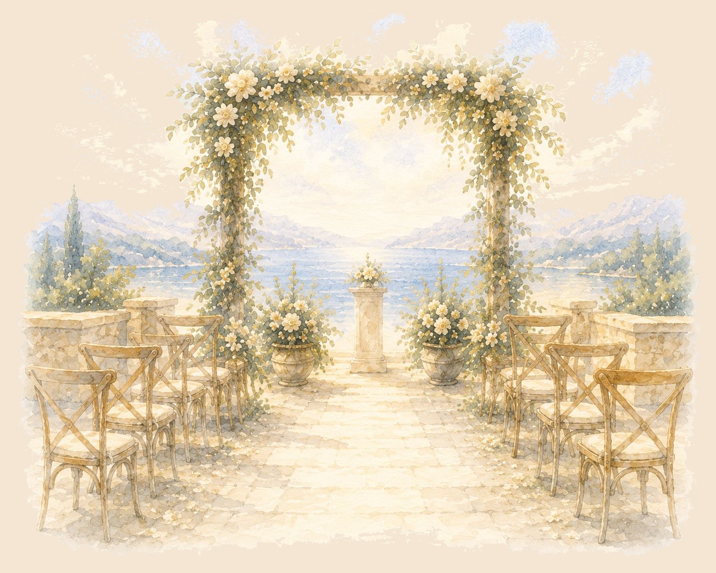 Wedding ceremony — floral arch
